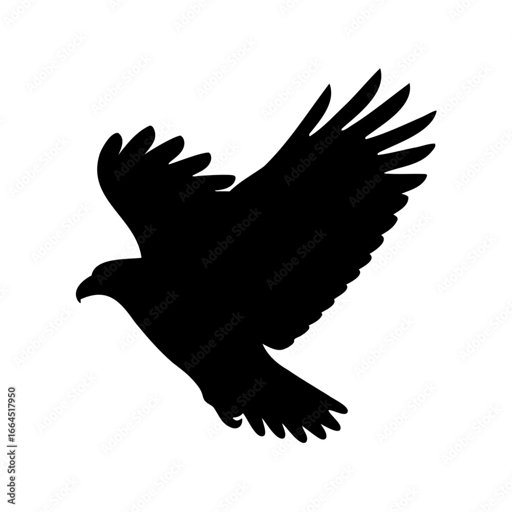 Obraz premium Silhouette of an eagle soaring through the sky, wings spread wide open