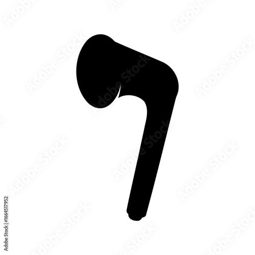 Black and White Isolated Image of a Wireless Earbud Silhouette