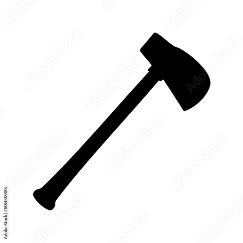 Silhouette image depicting a sledge hammer on a plain white background