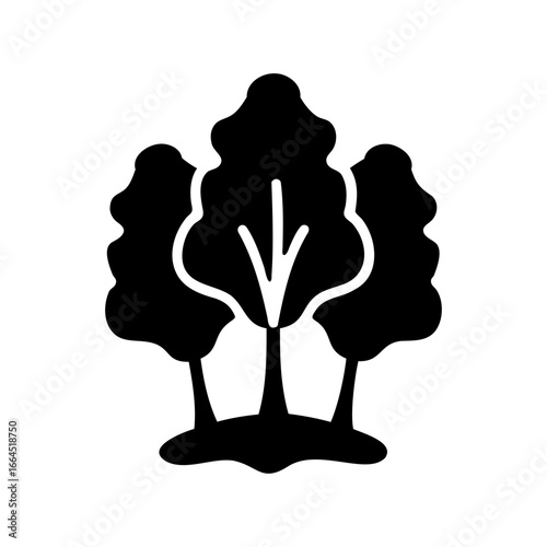 Three simplified trees, a minimalist silhouette of natural flora illustration