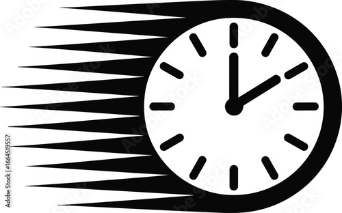 Fast moving time concept represented by a clock icon