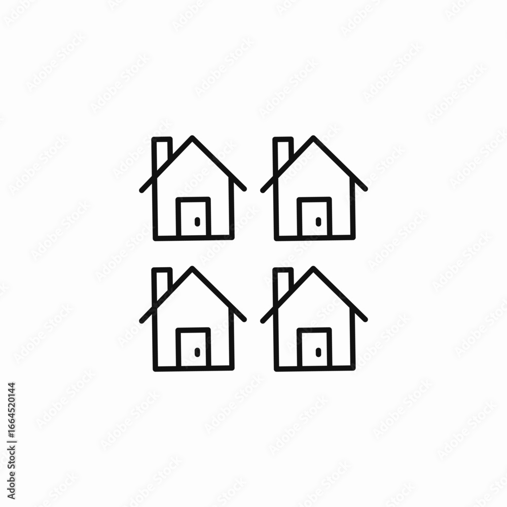 Fototapeta premium four small houses icon sign vector