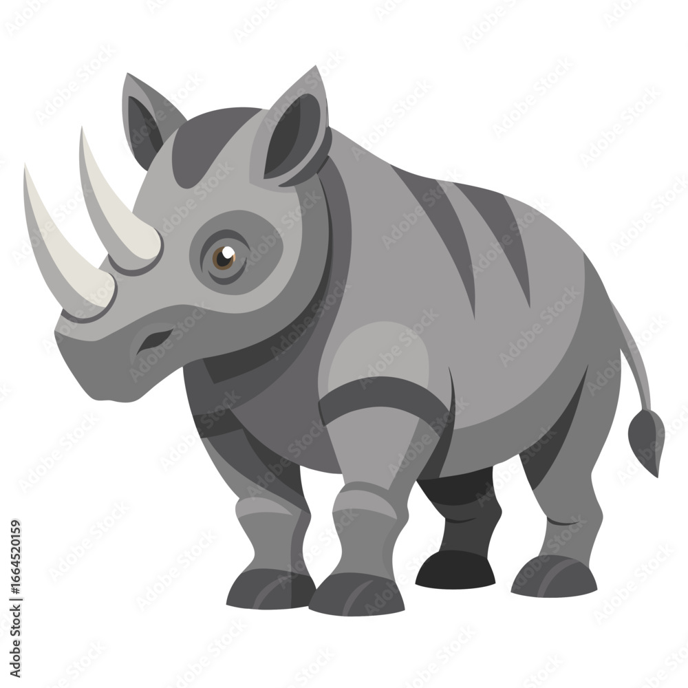 Fototapeta premium vector illustration of rhino, walking, abstract