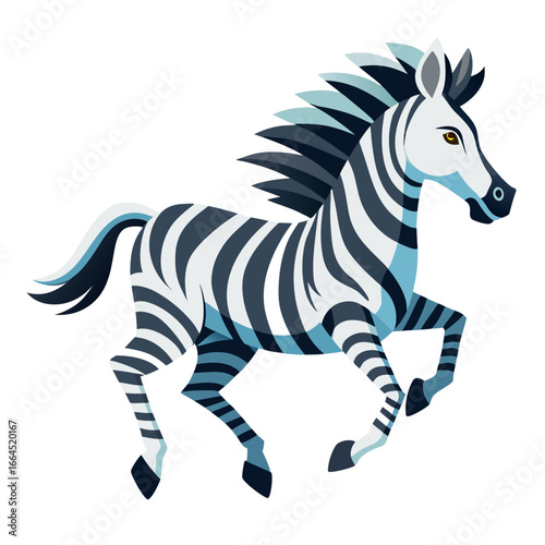 vector illustration of zebra, running, watercolor
