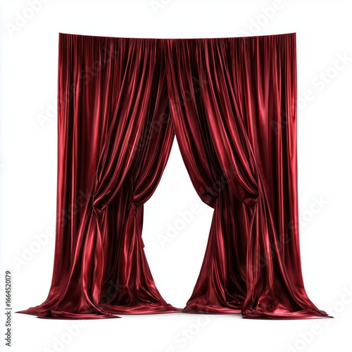 Red Velvet Curtains - Luxurious Stage Drapery , isolated on white background png