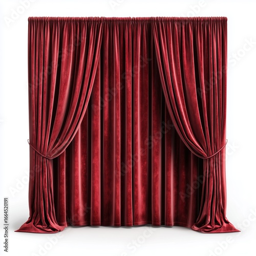 Red Velvet Stage Curtains - Luxurious Interior Design , isolated on white background png