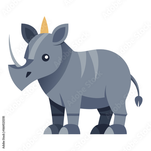 vector illustration of rhino, standing, abstract