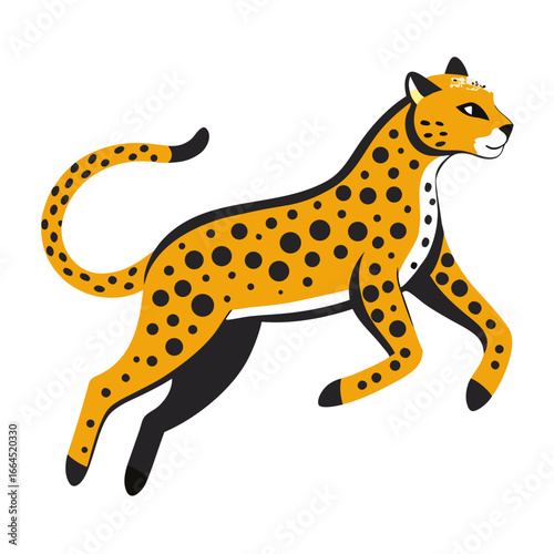 vector illustration of leopard, leaping, abstract