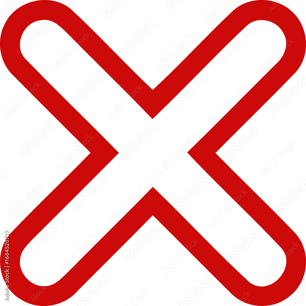 Obraz premium Red outlined cross mark icon symbol for cancel, rejection and error