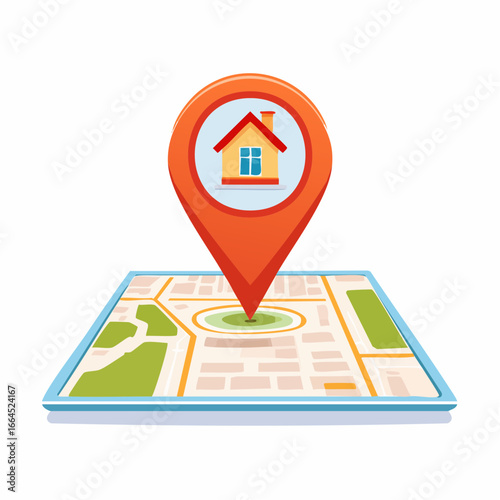 Digital Map With House Pinpoint