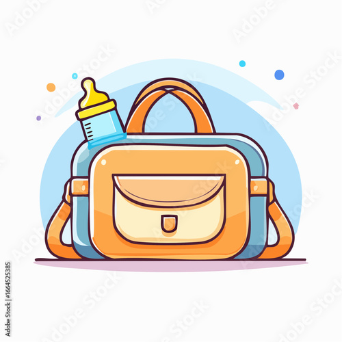 Baby Diaper Bag Illustration With Bottle