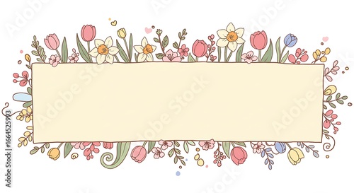 Floral Frame: Hand-Drawn Spring Delight