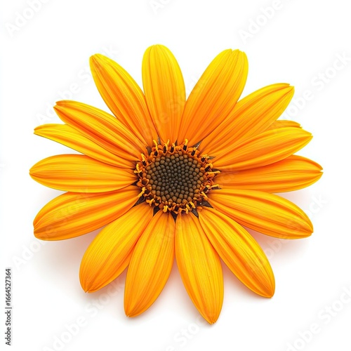 Bright orange flower with dark center, isolated on white