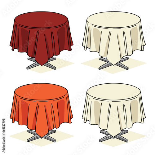 round table and podium icon set 