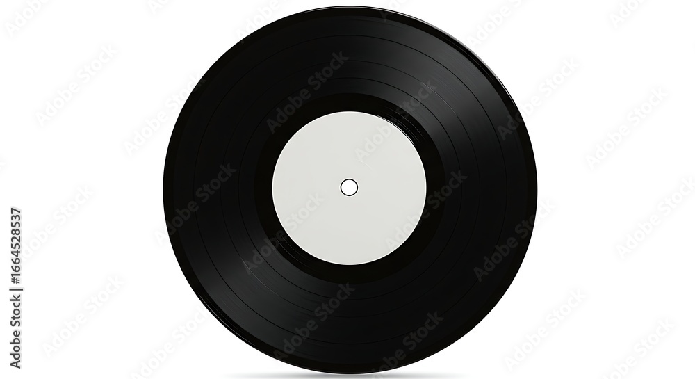 Obraz premium A classic black vinyl record isolated on a white background, perfect for music lovers and collectors