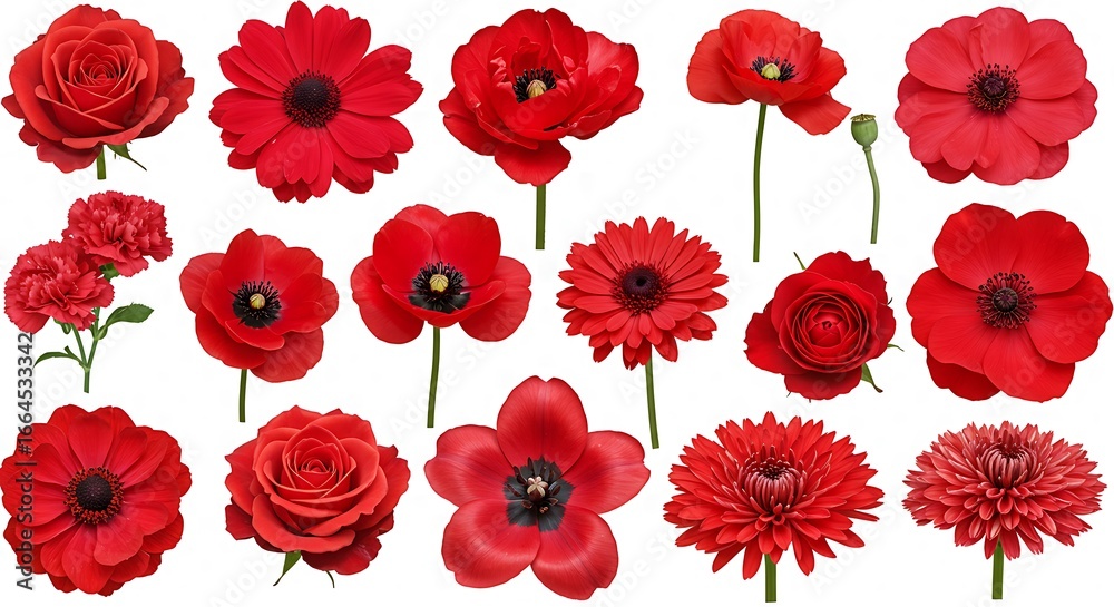 Fototapeta premium Crimson Bloom: A Red Flower Collection