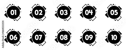 Set of Vector Numbers 1 to 10 on transparent background