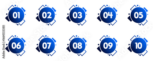 Set of Vector Numbers 1 to 10 on transparent background