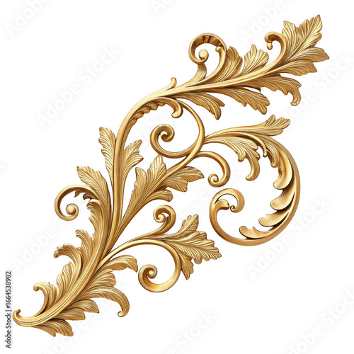 Ornate gold flourish isolated on transparent background