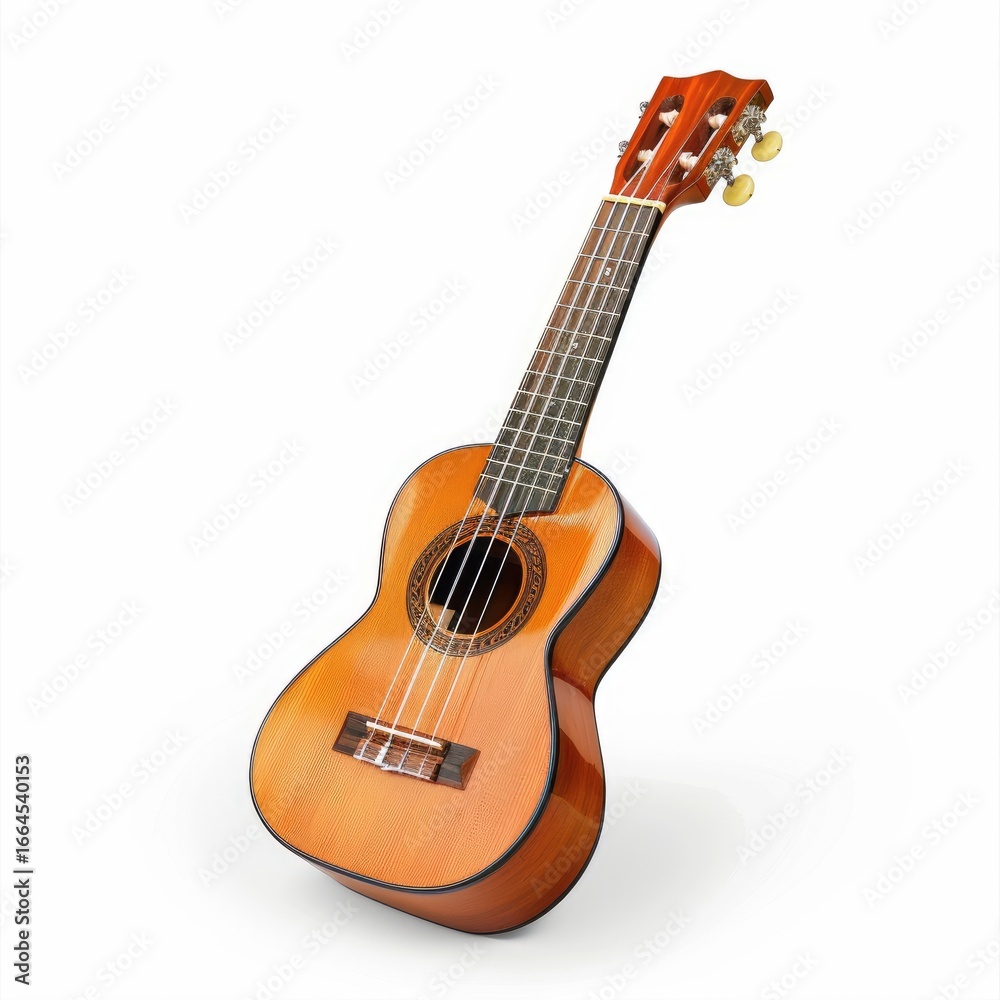 Obraz premium Wooden ukulele angled, light-colored, isolated
