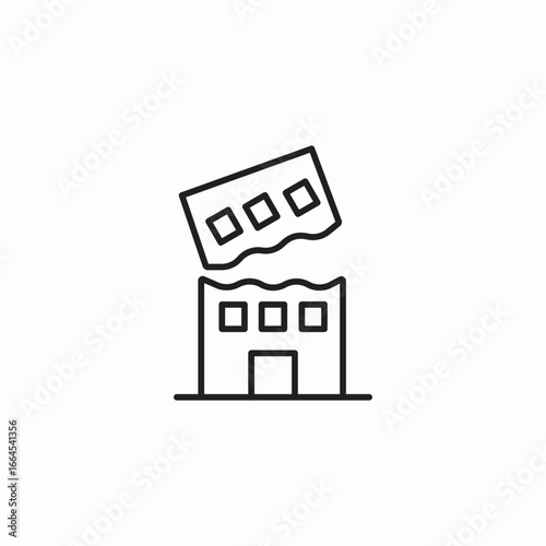 building collapses earthquake icon sign vector