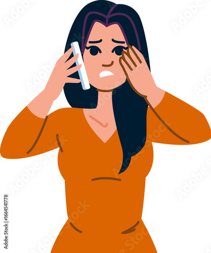 Stressed woman receiving bad news on mobile phone