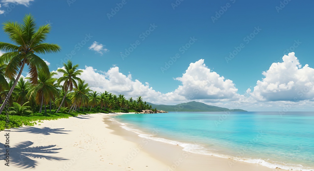 Fototapeta premium Tropical Paradise: Sun-Drenched 3D Render
