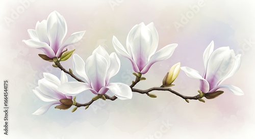Magnolia Bloom: Digital Watercolor Serenity