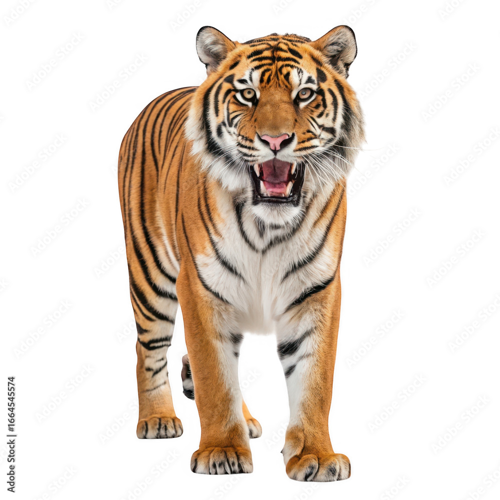 Obraz premium Majestic tiger roaring isolated on transparent background