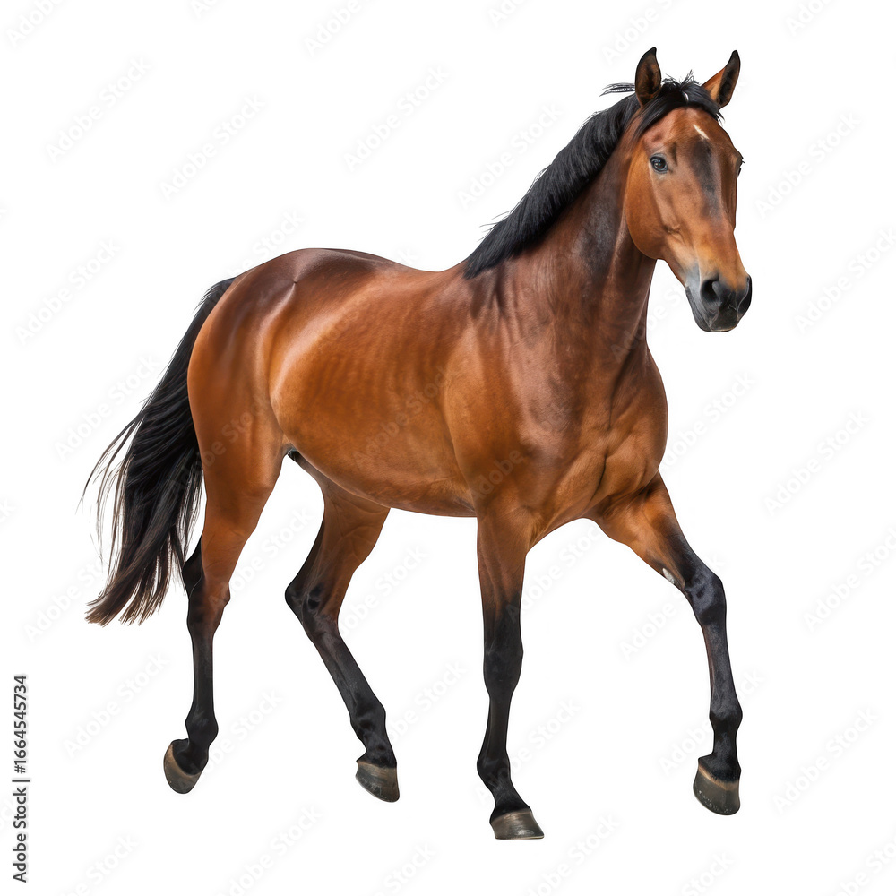 Naklejka premium Graceful brown horse isolated on transparent background