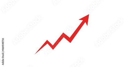 Dynamic red arrow graph showing upward trend, symbolizing growth, success, and progress in business