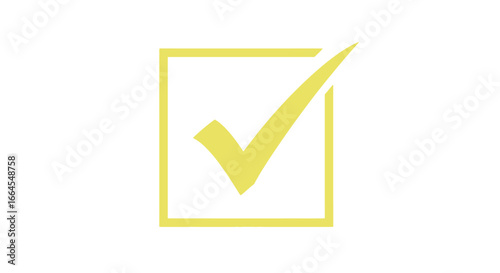 Get it done with this bright yellow checkmark inside a clean square, perfect for approvals and progress.