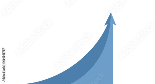 Dynamic blue arrow soars upward representing growth and success in business