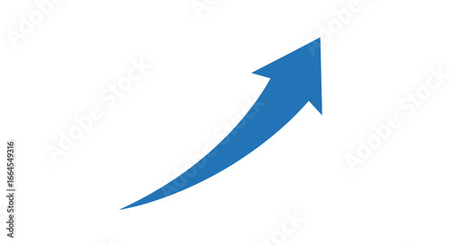 Blue upward arrow symbolizing growth, progress, and success on a clean white background