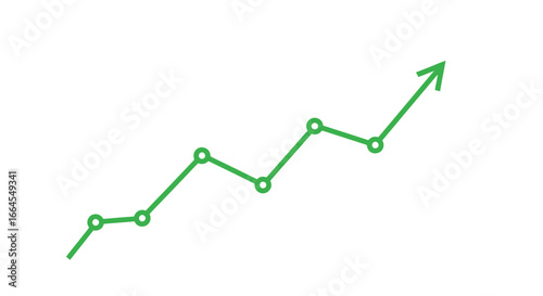 Green upward trending graph representing business growth, financial success, and market increase