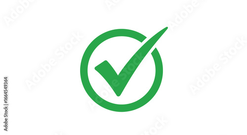 Green checkmark symbol in circle design indicating success, approval, or completed task