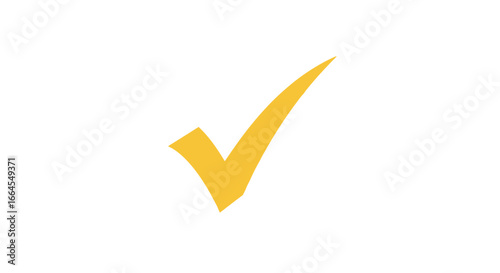 Bright yellow check mark on white background representing success, approval, and validation