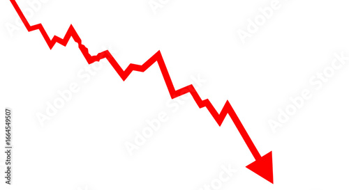 Red downward trend line symbolizing losses, market decline, financial downturn, crisis