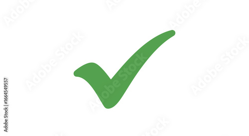 Green checkmark symbol indicating success, approval, or validation on a clean white background