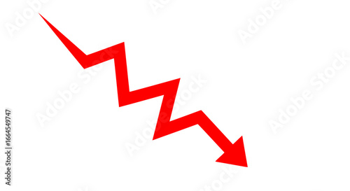 Red zigzag arrow pointing downwards, indicating decline or negative trend.