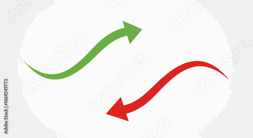 Green up arrow and red down arrow on a white background, representing trends.