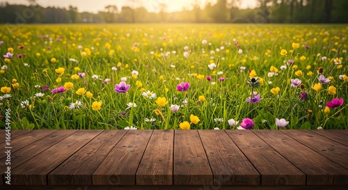Golden Hour Meadow: A Wooden View