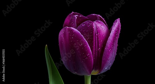 Velvet Bloom: Dew-Kissed Purple Tulip