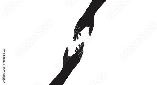 Elegant silhouette of hands reaching for connection, conveying hope, support, and minimalist artistry
