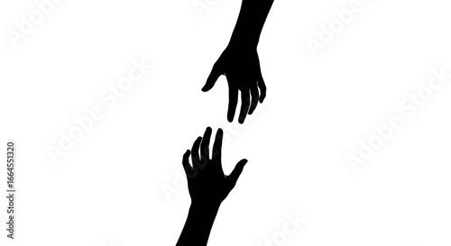 Reaching hands silhouette conveying support, connection, and helping others in times of need concept