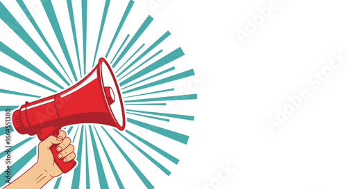 Spread the word with this vibrant retro megaphone announcement for your next big sale or promotion now