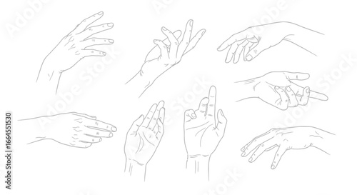 Dynamic hand gestures in elegant line art for creative projects and artistic design inspiration