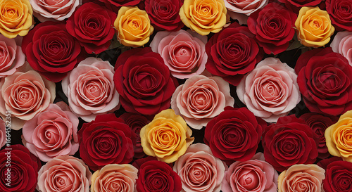 Red, Pink, and Yellow Rose Floral Background Texture