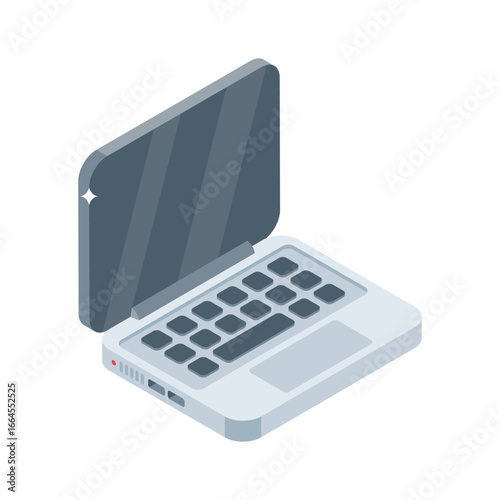 Easy to edit isometric icon of office laptop