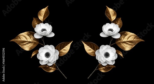 Golden Bloom: 3D Floral Symmetry